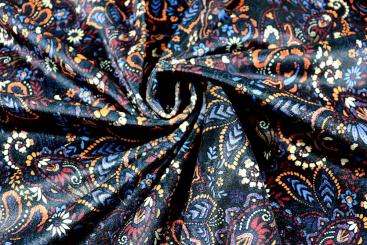 Samtstoff - Paisley-Blumenpracht 