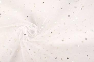 Feintüll - Sternlein - Silber 