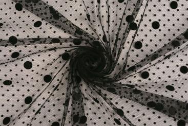 Tüll - Tupfen -Schwarz 