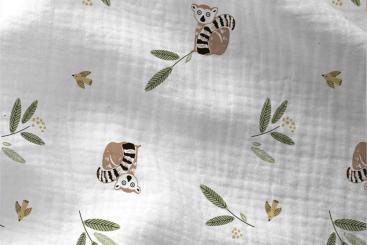 Double Gauze - Fröhliche Lemuren 