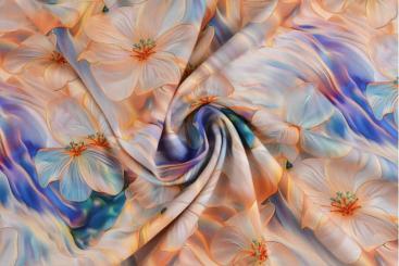 Viskosestoff - 3D-Optik - Dreamy Flowers 
