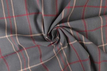 Baumwoll-Leinen-Mix Schottenkaro - Grau 