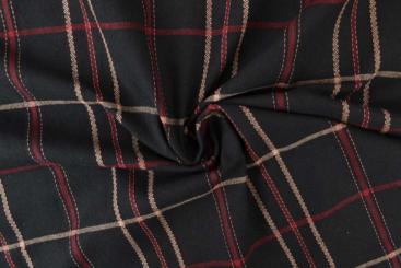 Baumwoll-Leinen-Mix Schottenkaro - Schwarz 