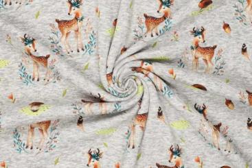 Alpenfleece mit Rehen und Blumen 