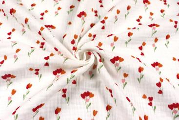 Musselin-Stoff mit Blümchen 