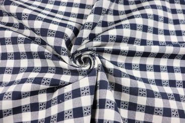 Vichy-Karo mit Blümchen - Dunkelblau 