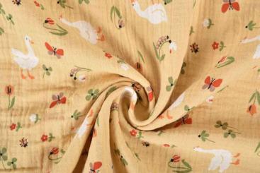 Musselin-Stoff - Gänse-Wiese 