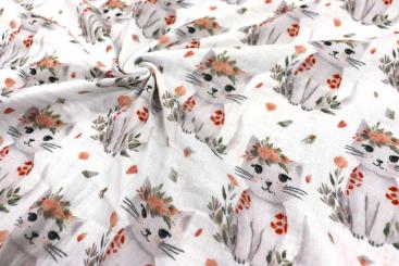 Musselin-Stoff Digitaldruck - Cute Cats 