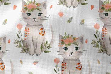 Musselin-Stoff Digitaldruck - Cute Cats 