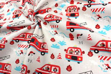 Kinderstoff - Hunde-Feuerwehr 