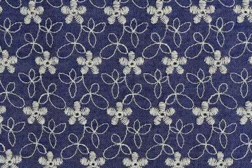 Denim - Blüten-Stickerei 