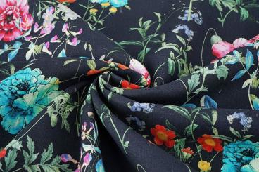 Leinen-Baumwoll-Mix mit Blumen 