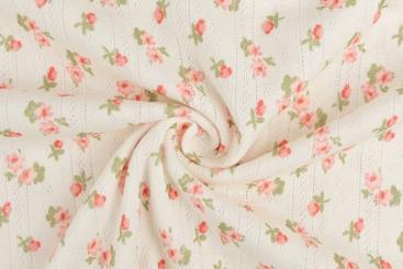 Jersey-Stoff mit Ajour-Blümchen 