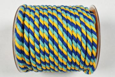 Kordel-Meterware - Blau/Petrol/Gelb - 6 mm 