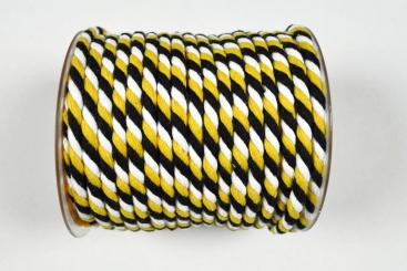 Kordel-Meterware - Schwarz/Gelb/Weiß - 6 mm 