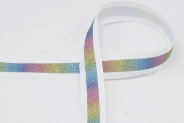 Reflektierendes Band - 20 mm - Glitzer-Regenbogen 