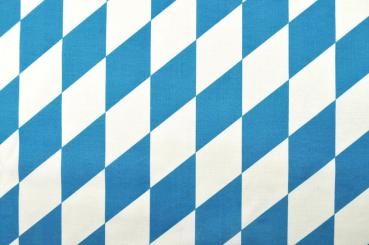 Baumwollstoff Bayern - Große Raute - Weiß/Blau - 1,0 Meter 