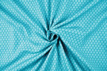 Baumwolle Blütenmeer - Türkis/Weiß 