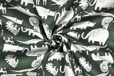 Popeline-Baumwollstoff - Savannen-Tiere 