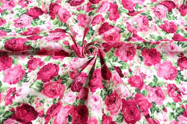 Baumwollstoff - Meer aus Rosen - Weiß 