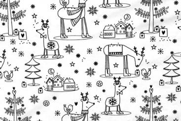 Baumwoll-Ausmalstoff - Winterwunderland 