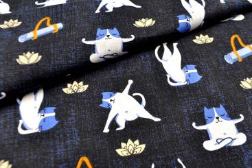 Dekostoff Baumwolle - Yoga Cats 