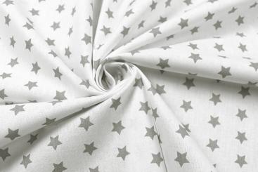 Bettwäsche-Stoff - Sterne - 295 cm - Weiß/Hellgrau 