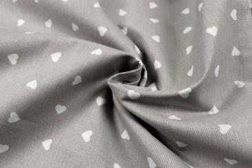 Bettwäsche-Stoff - Herzen - 295 cm - Hellgrau 