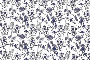 Trachtenstoff Baumwolle - Blumenwiese - Nachtblau 