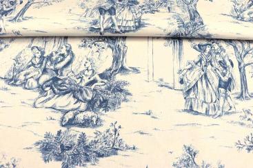 Baumwollstoff - Toile de Jouy - Schlossgarten 