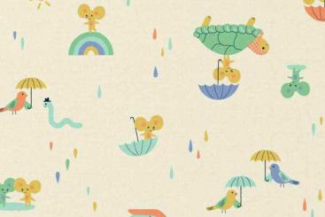 Baumwollstoff - Freunde im Regen 