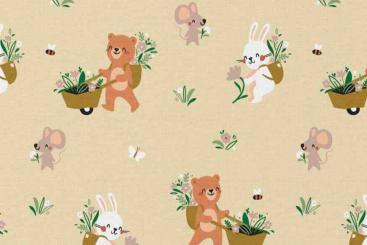 Baumwollstoff - Blumen-Ernte 