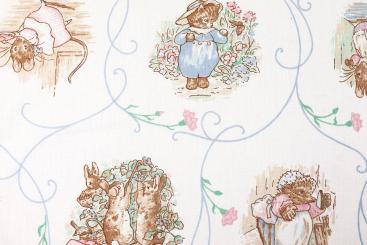 Baumwollstoff - Hase, Kätzchen und Gans 