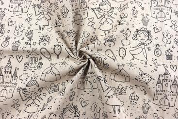 Baumwollstoff zum Ausmalen - Leinenoptik - Fairy Dream 
