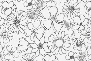 Baumwollstoff zum Ausmalen - Blumen 