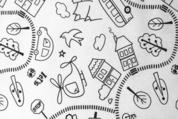 Baumwollstoff zum Ausmalen - Auf Achse 