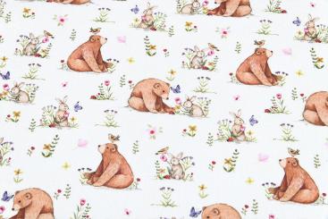 Baumwollstoff - Bär und Hase 