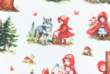 Baumwollstoff - Rotkäppchen und der liebe Wolf 