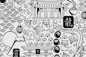 Baumwollstoff zum Ausmalen - Japan 