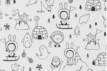 Baumwollstoff zum Ausmalen - Freunde am Nordpol 