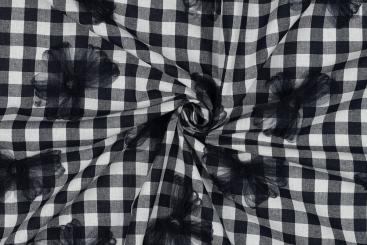 Vichy-Karo - Tüll-Scheifen - Navy/Weiß 