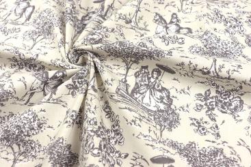 Baumwollstoff mit Toile de Jouy Reitern 