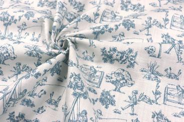 Baumwollstoff mit spielerischem Toile de Jouy 