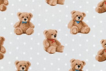 Baumwollstoff mit Tupfen und Teddys 