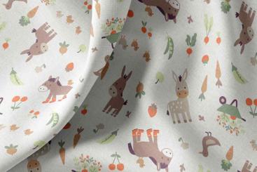 Baumwollstoff mit freundlichem Esel 