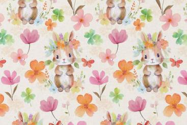 Premium Baumwollstoff mit traumhaften Hasen 