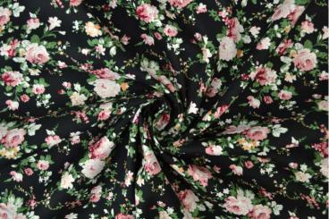 Baumwoll-Popeline - Rosenbett - Schwarz 