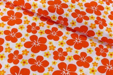 Baumwoll-Stoff mit Hawaii-Blumen - 110 cm 