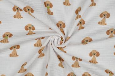 Musselin-Stoff mit süßem Hund 
