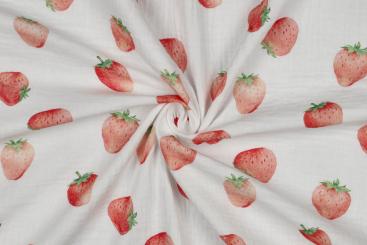 Musselin-Stoff mit süßen Erdbeeren 